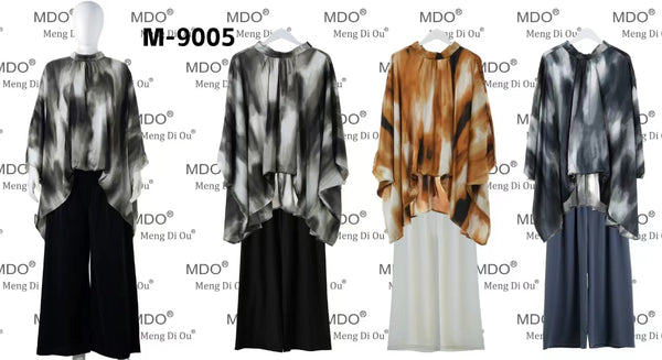 MDO women's Printed single-Breasted casual long sleeve shirt & wide Leg pants   one dozen （12 piece）M-9005